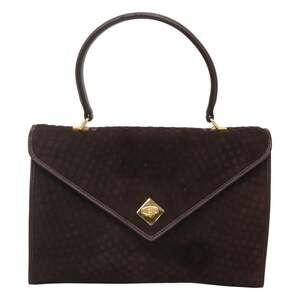 Bally Suede Quilted Handbag Dark Brown